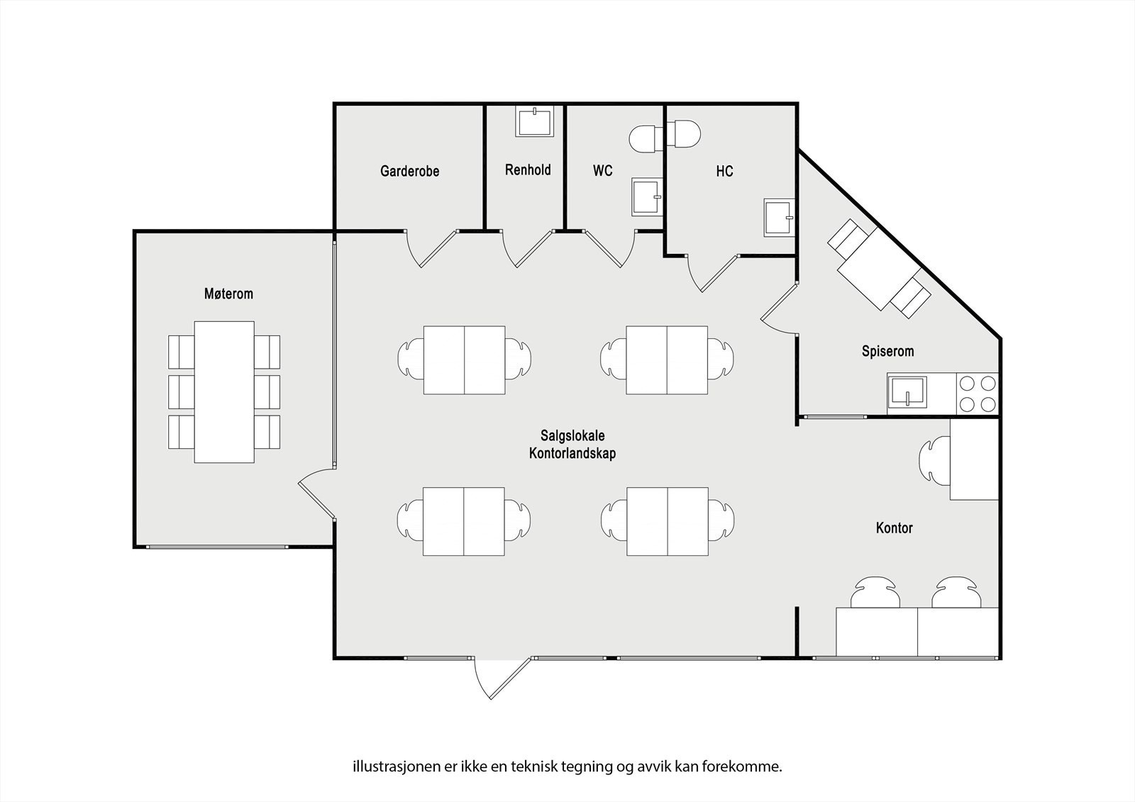 Plantegning med forslag til oppdeling av rom Galleribilde