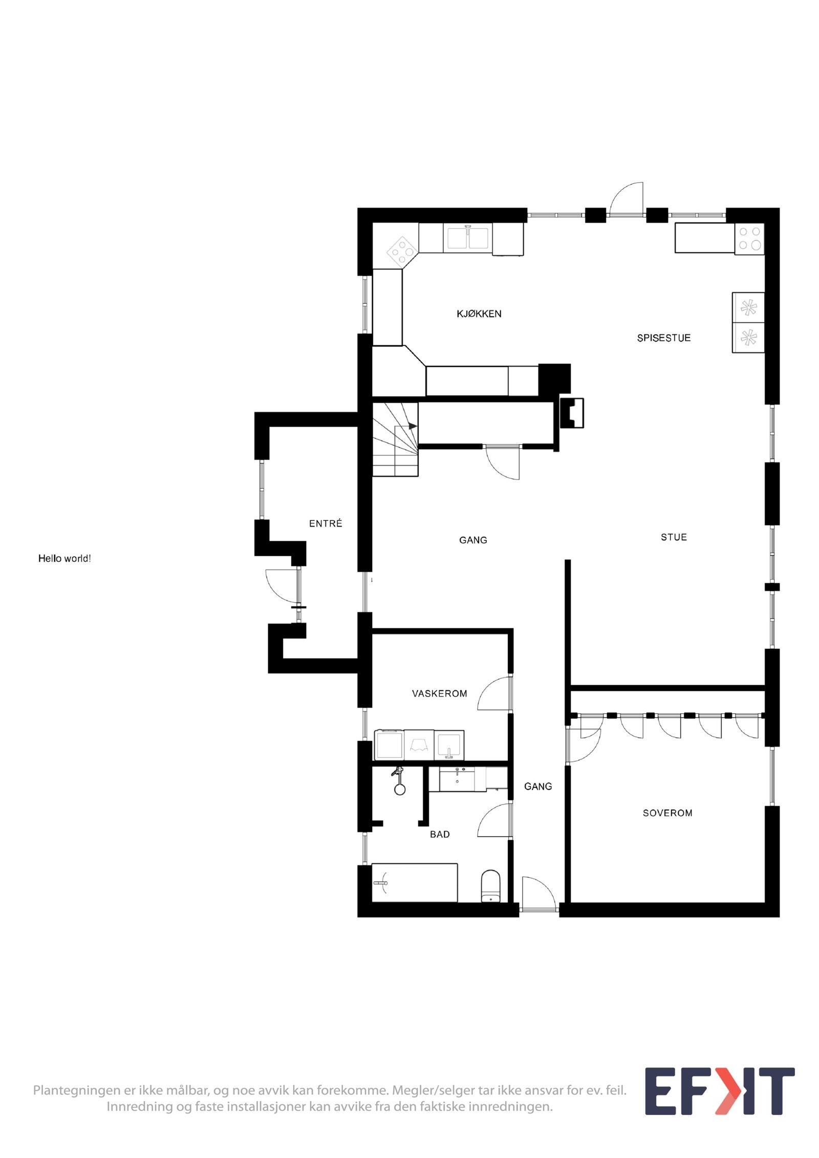 Planløsning 1. etasje kårbolig - Vestsideveien 65 Galleribilde