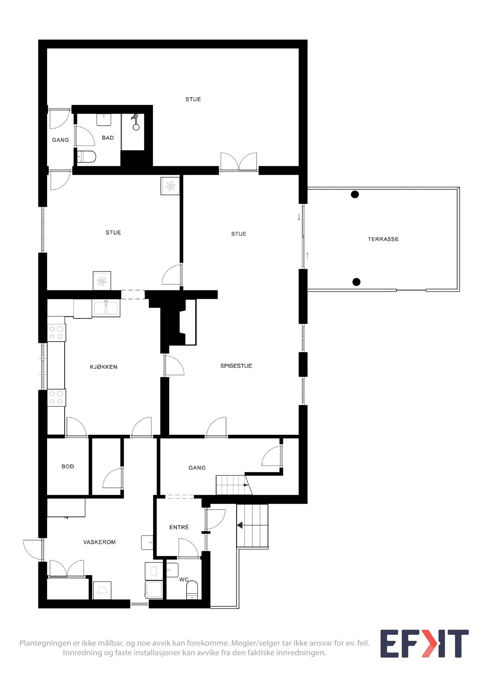 Planløsning 1. etasje våningshus - Vestsideveien 63 Galleribilde