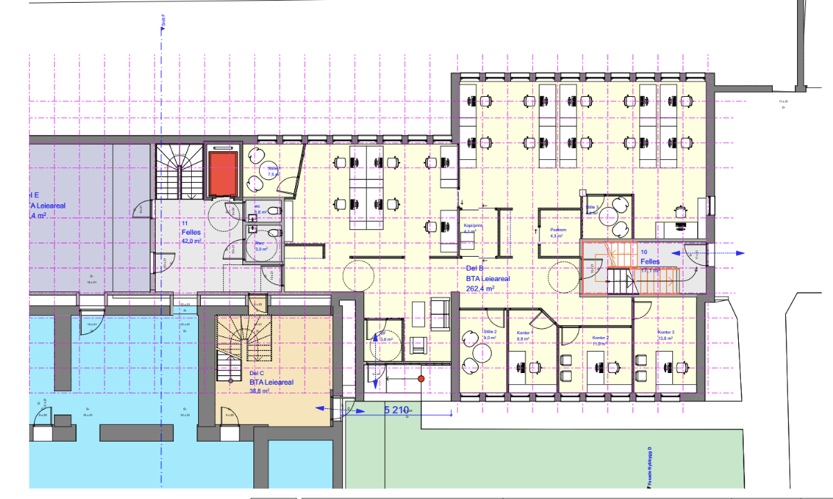 Eksempel på planløsning i 1. etg (eksempel gjelder arealene i bakkant av banksalen som er under renovering). Galleribilde