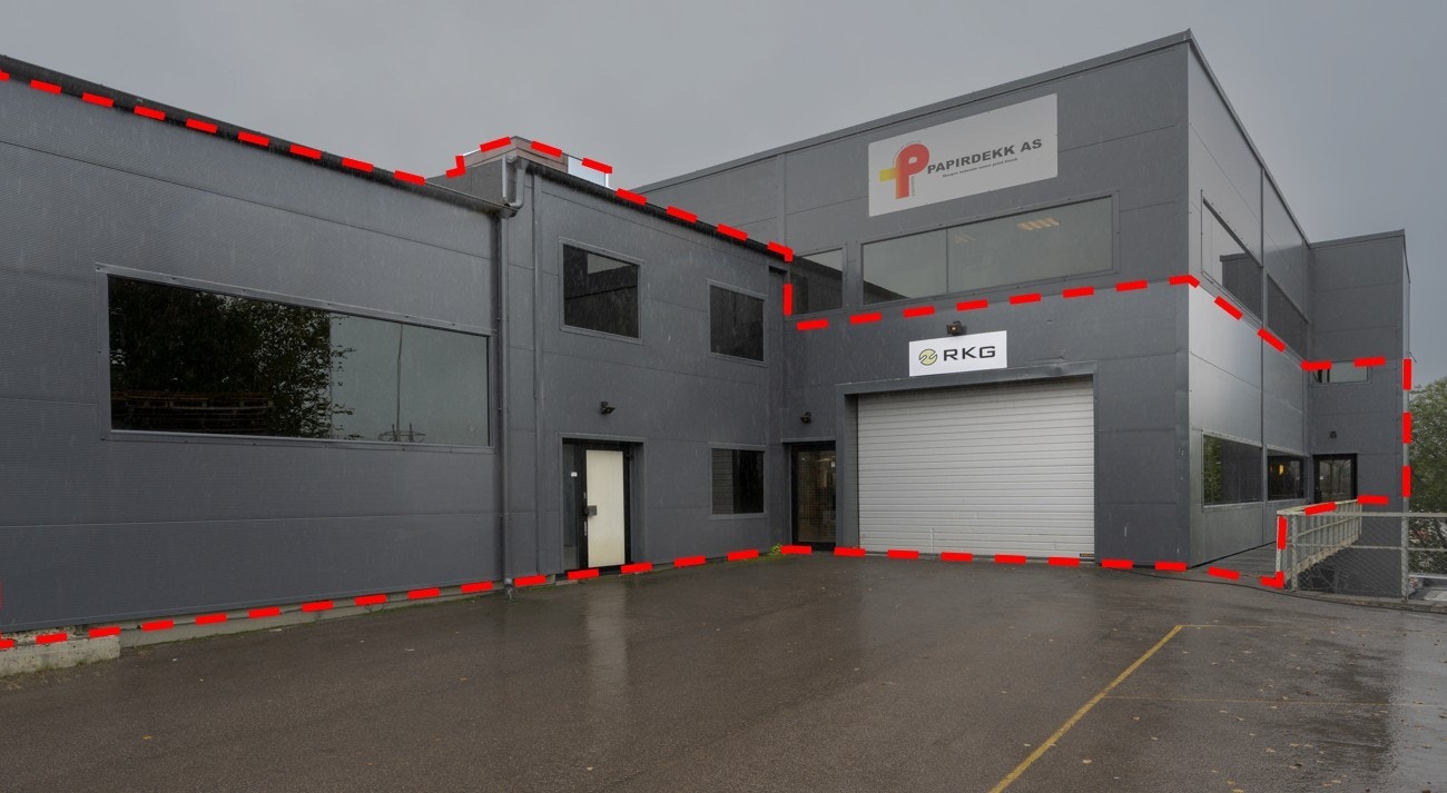 Innkjøring til arealet på ca. 1054 kvm. Galleribilde