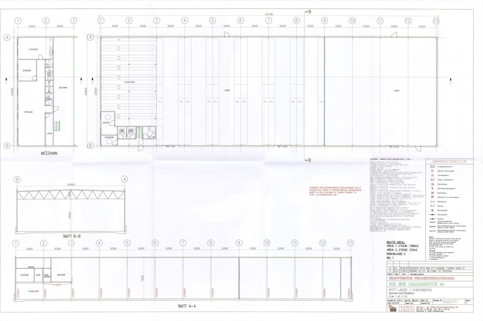 Plantegning. Lagerareal på 416 kvm BTA på høyre side Galleribilde