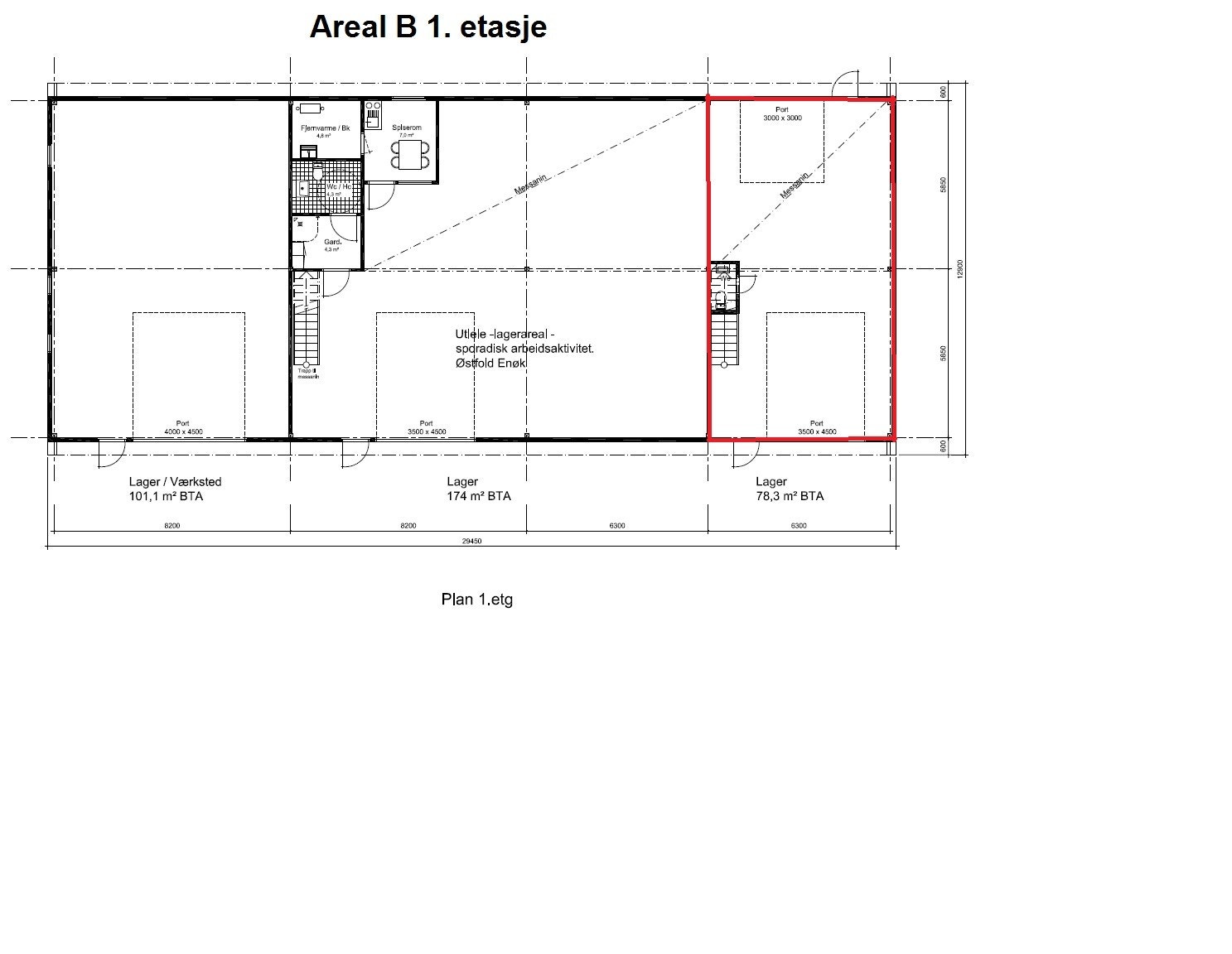 Tegning lager 1. etasje Galleribilde