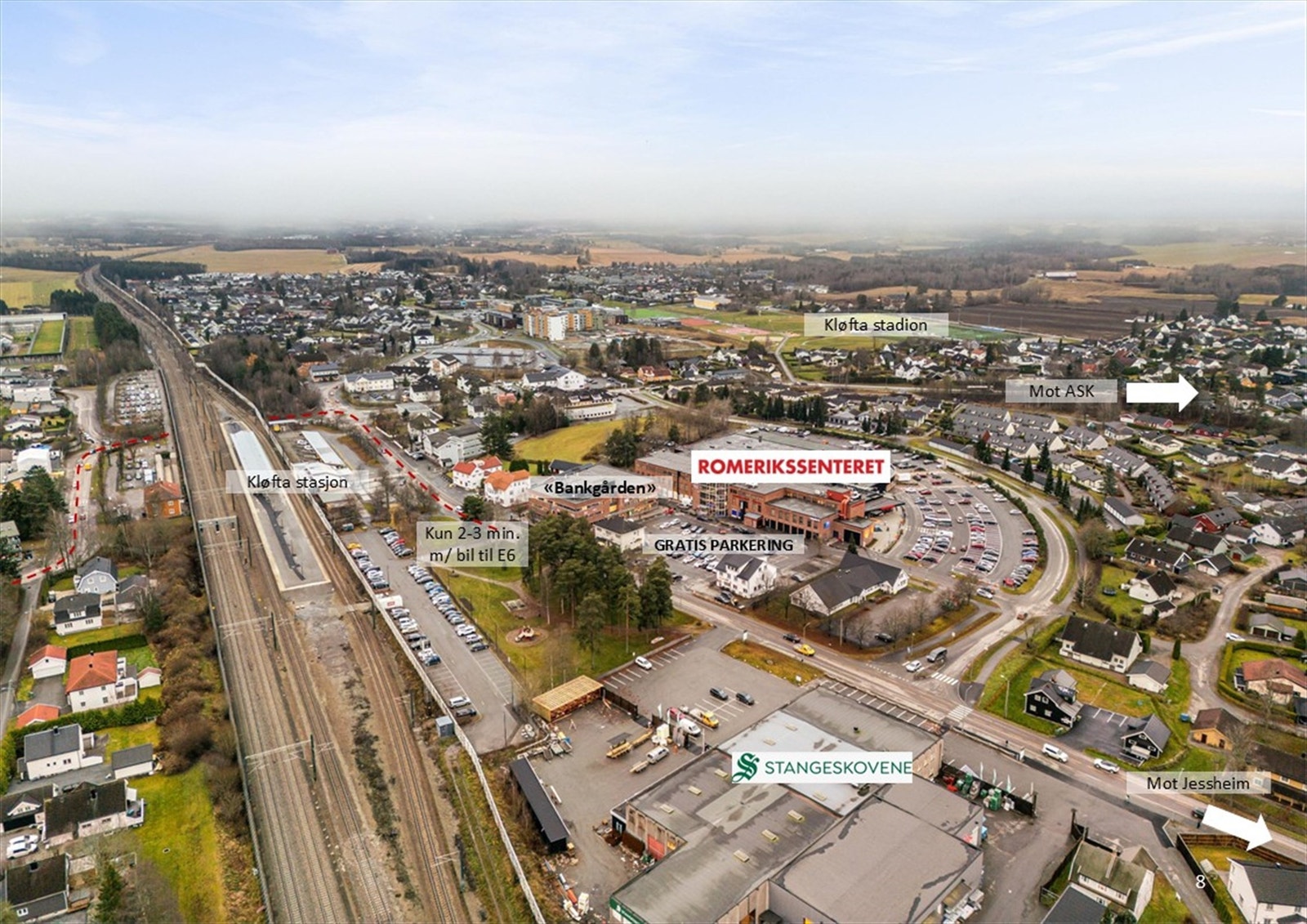 KLØFTA SENTRUM "BANKGÅRDEN" - Attraktive kontorlokaler rett ved siden av Kløfta togstasjon - gratis parkering. Galleribilde