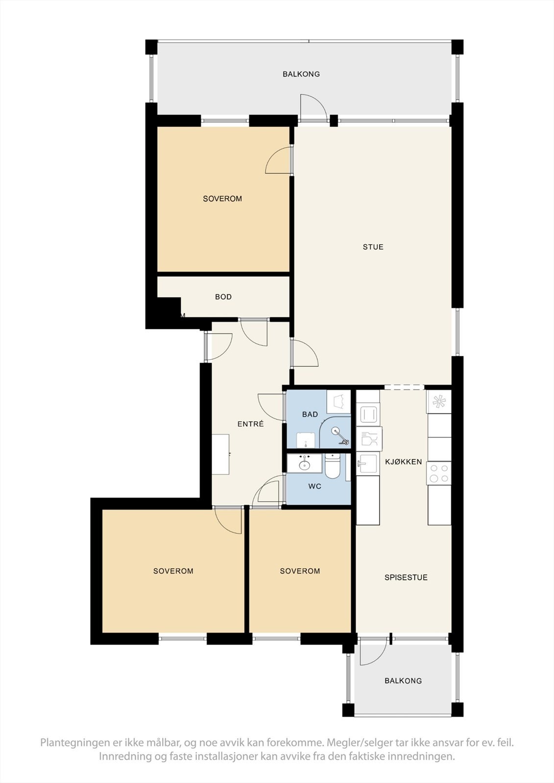 Alternativ plantegning, opprinnelig løsning som 4-roms Galleribilde