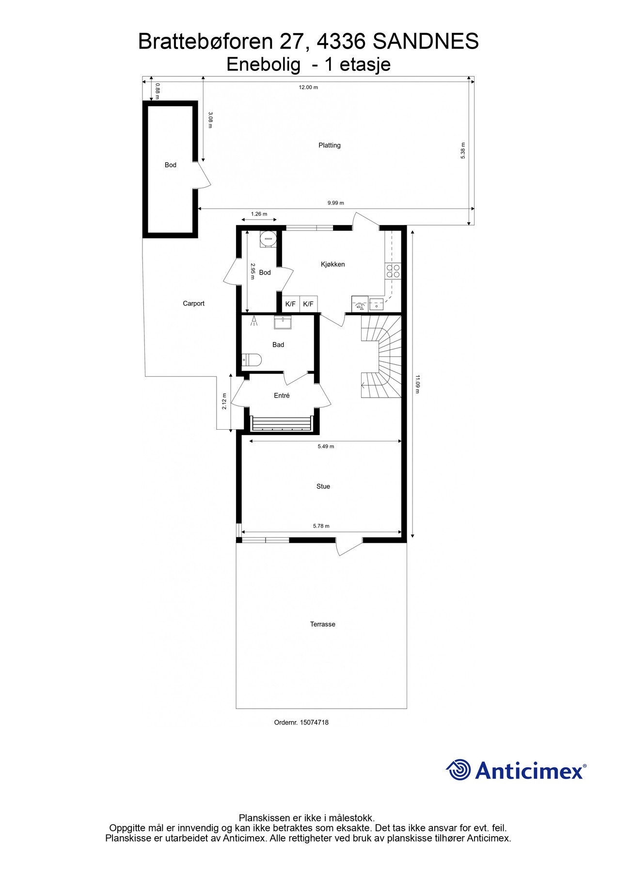 Plantegning 1. etasje - Kan avvike fra de faktiske forhold Galleribilde