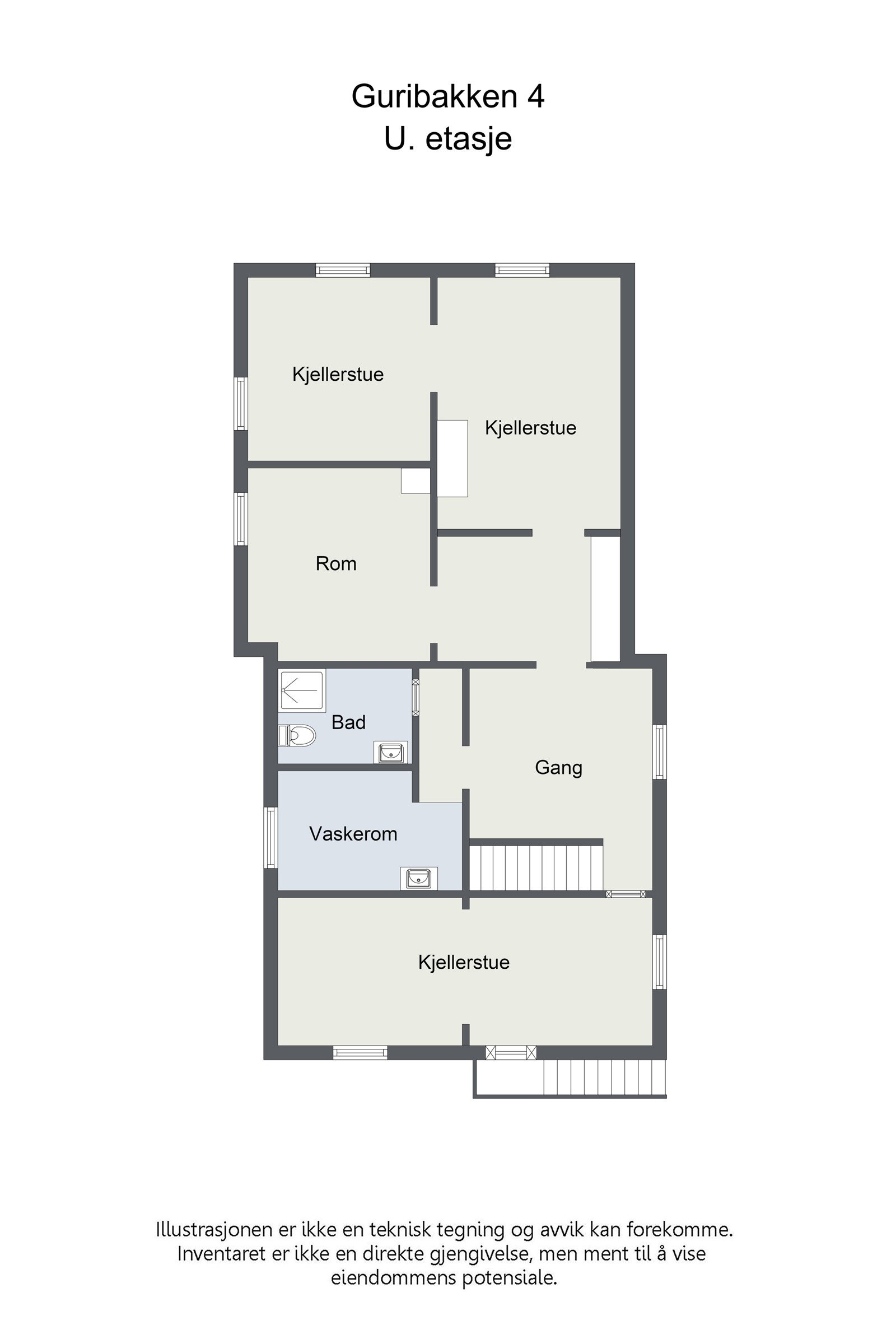 Plantegning kjeller. Galleribilde