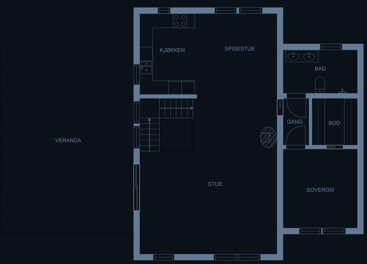 Boligens 2. etasje. Galleribilde