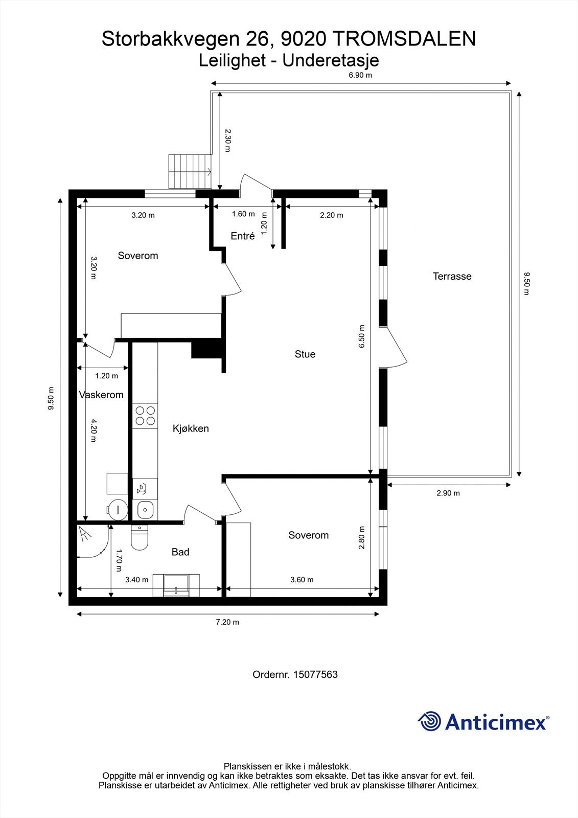 Planillustrasjon av leiligheten. Galleribilde