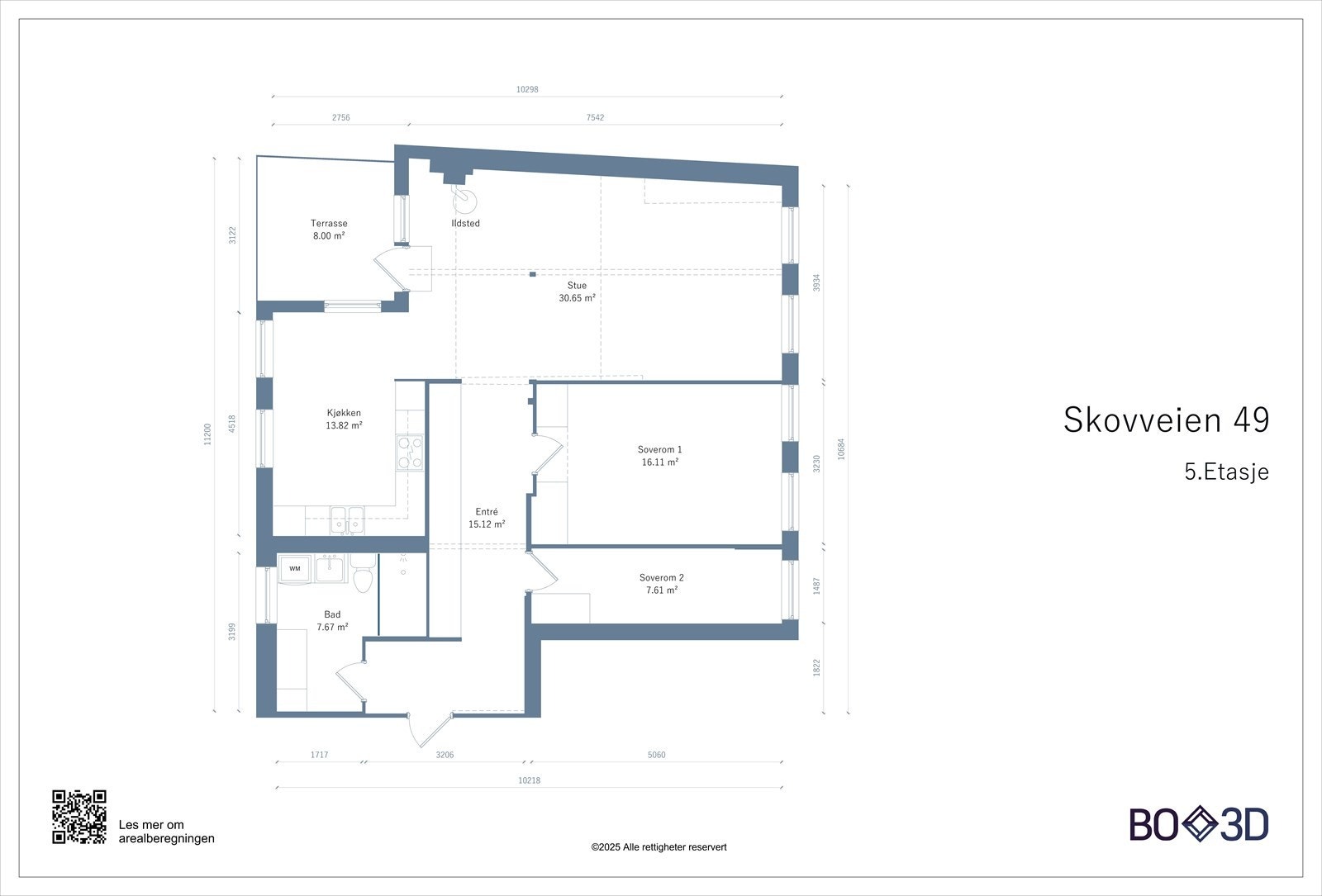 Leiligheten inneholder: Entré, stue, kjøkken, 2 soverom og bad. Galleribilde
