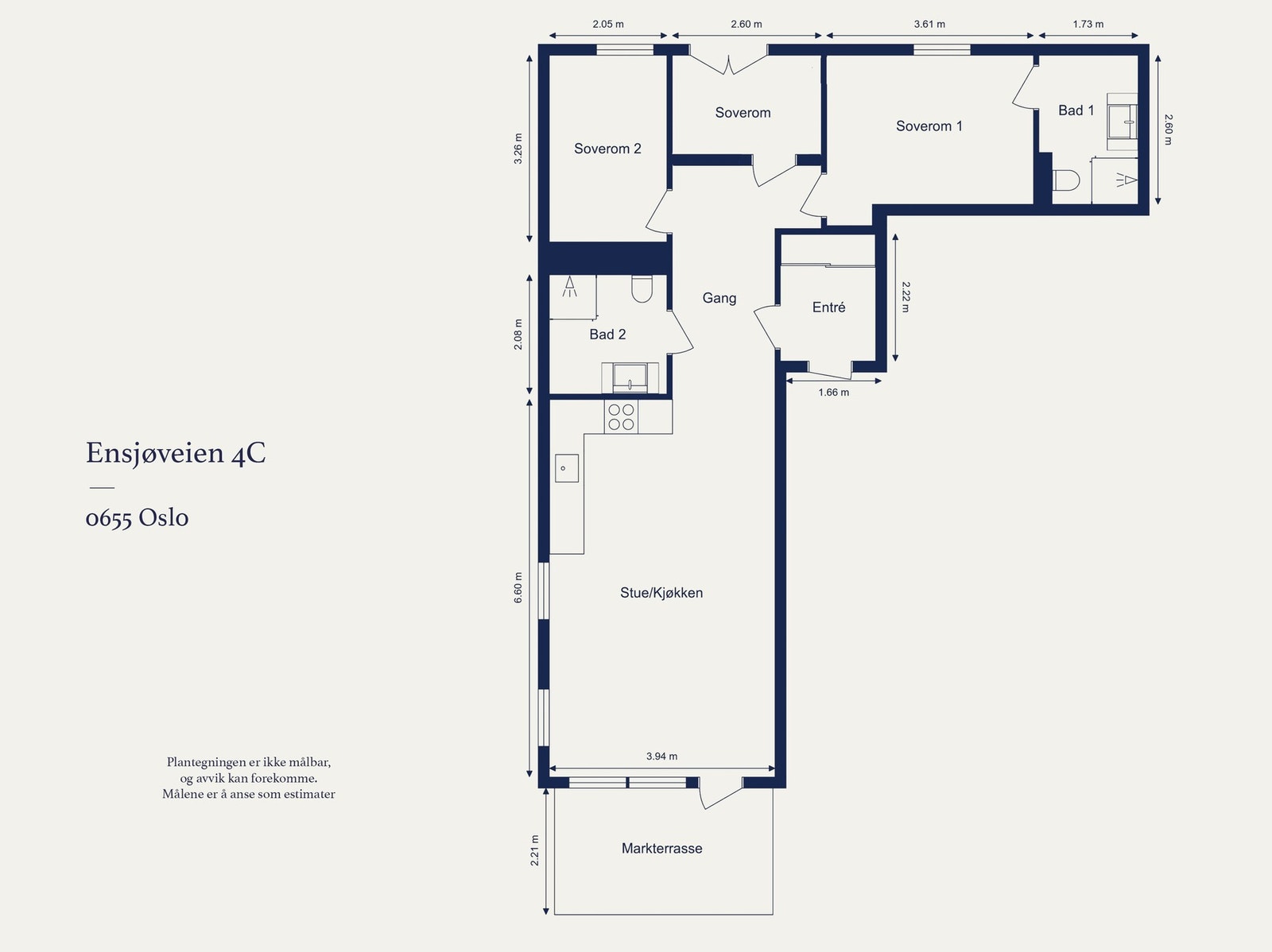 Alternativ planløsning med mulighet for å lage et 3. soverom Galleribilde