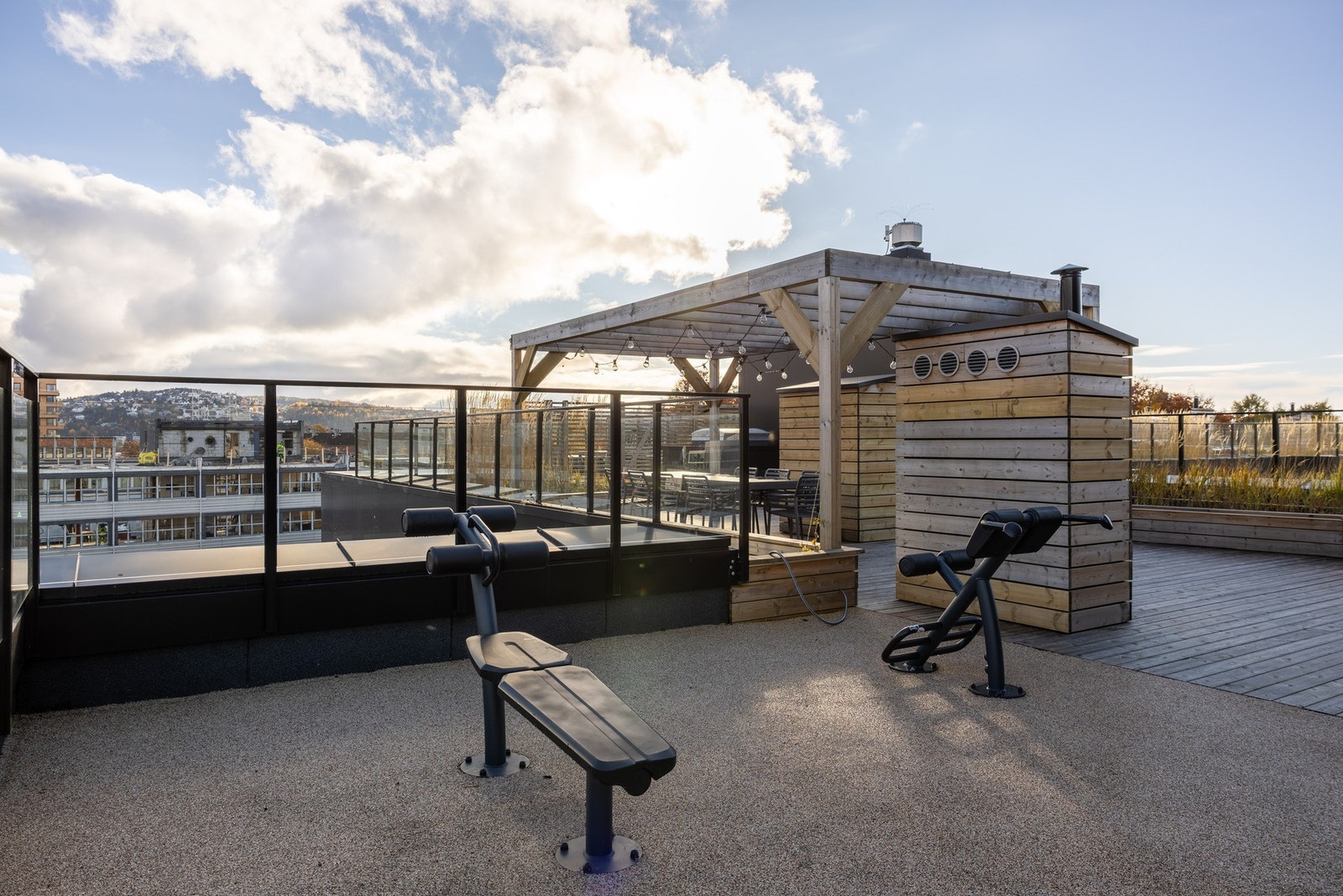 Her finner man også treningsutstyr. Galleribilde