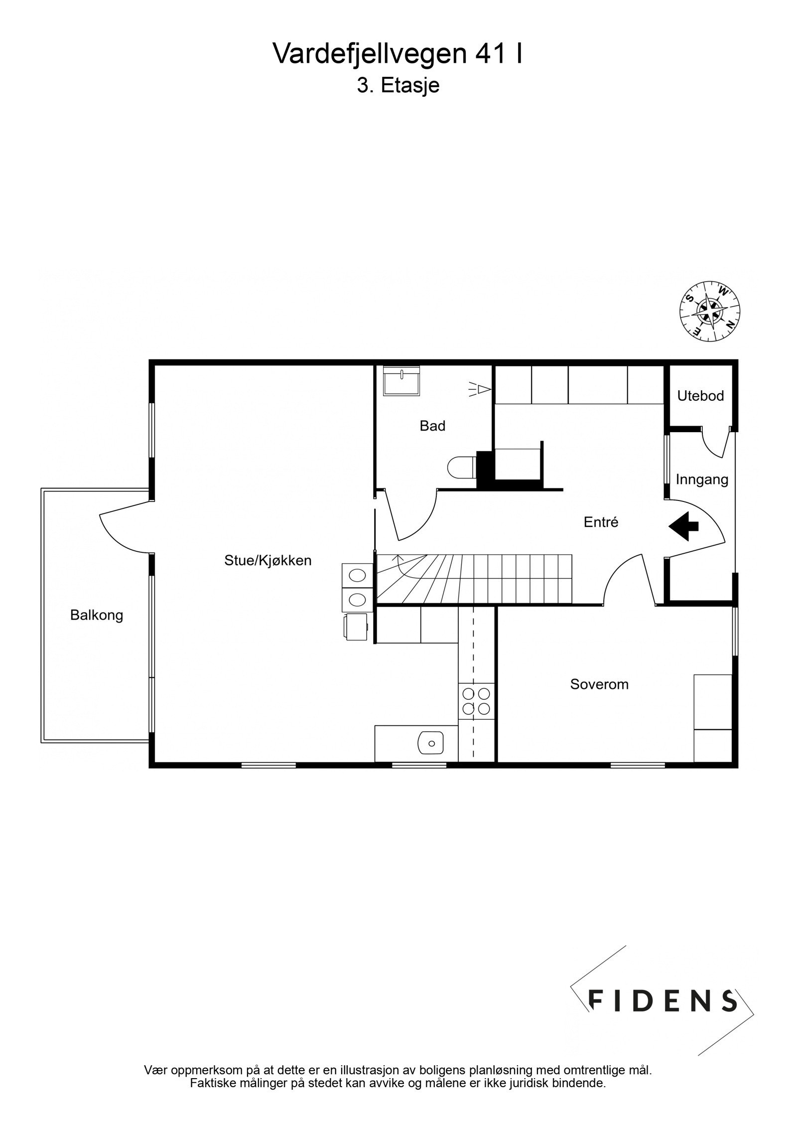 Vardefjellvegen 41I - Plantegning 3. etasje Galleribilde