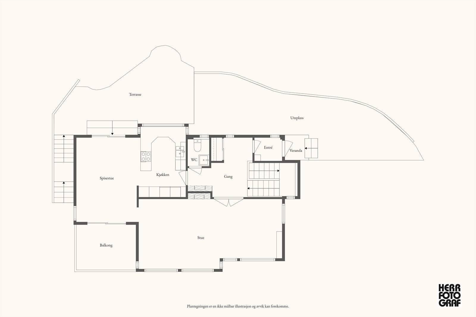 Plantegning hovedetasjen. Galleribilde