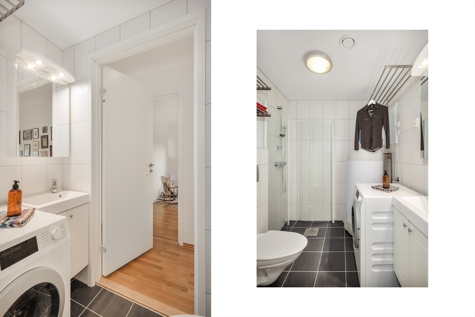 Bad #2 benyttes som kombinert vaskerom og bad. Galleribilde