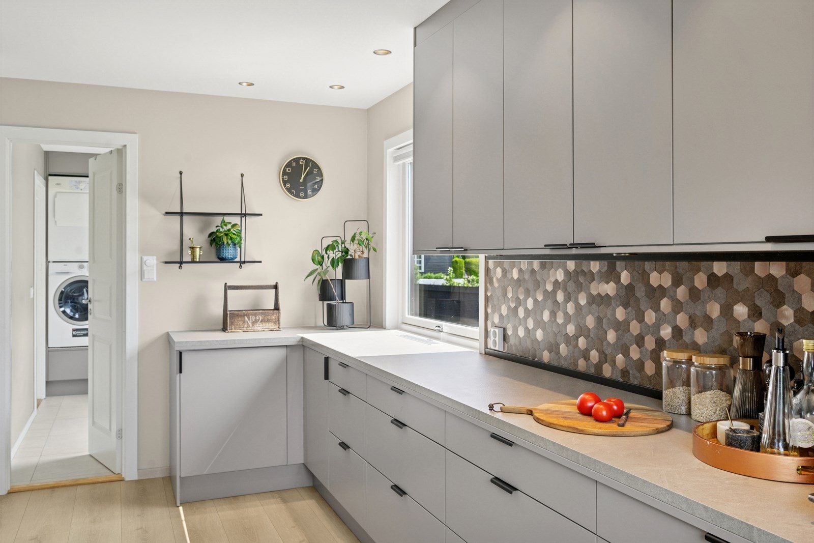 Fra Kjøkken er er det praktisk inngang til vaskerom og videre til inngangsparti Galleribilde