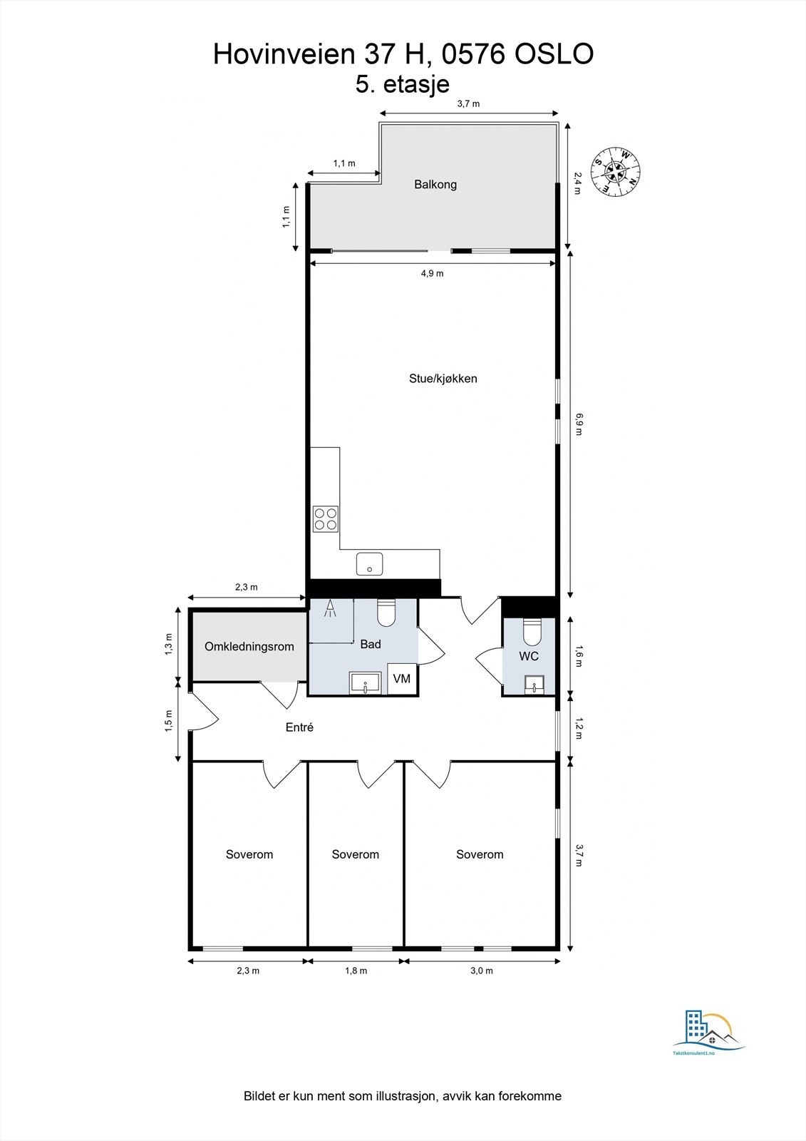 Plantegning med mål. Galleribilde