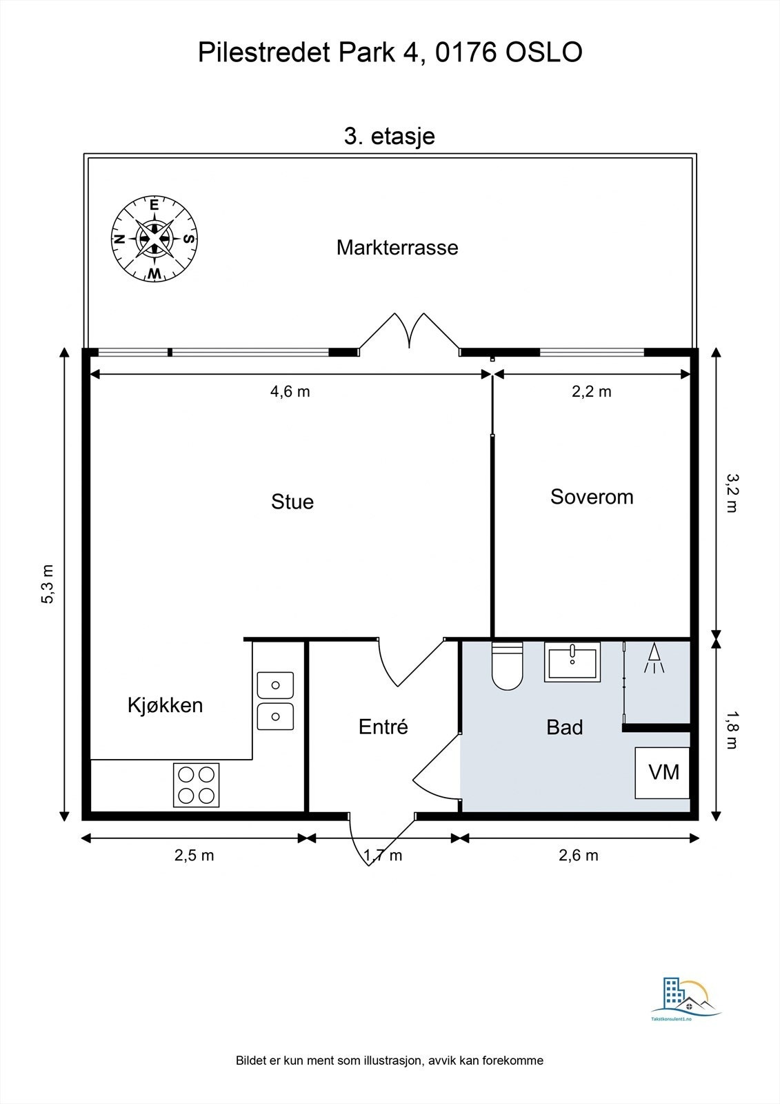 Plantegning - I tillegg disponerer boligen egen bod på 3 kvm. Galleribilde