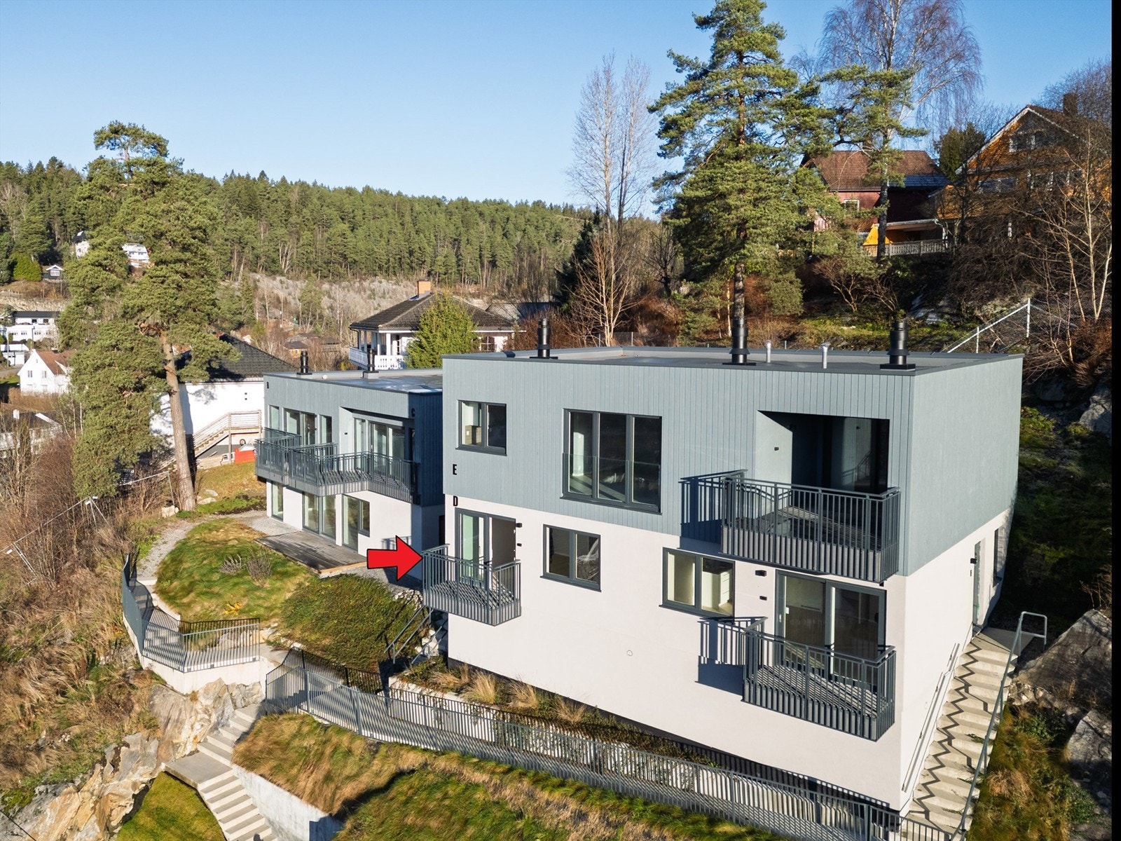 Markering av leilighetens beliggenhet. Galleribilde