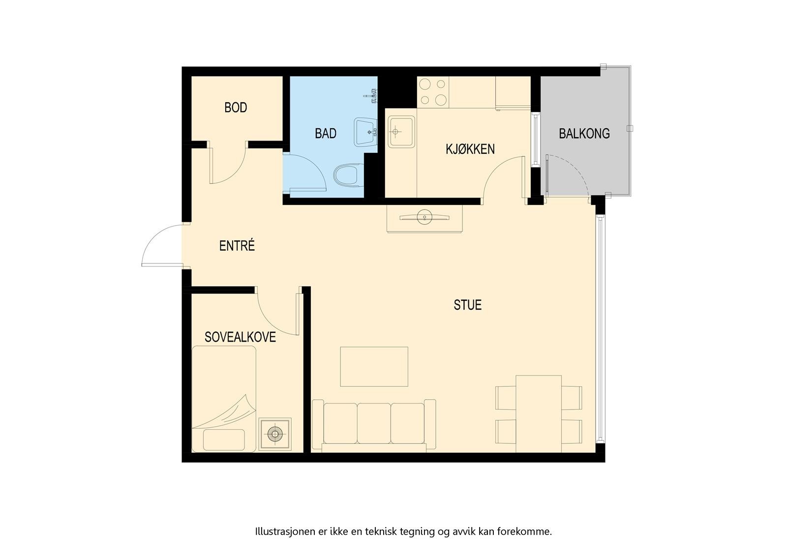 Leiligheten leies ut umøblert. Galleribilde