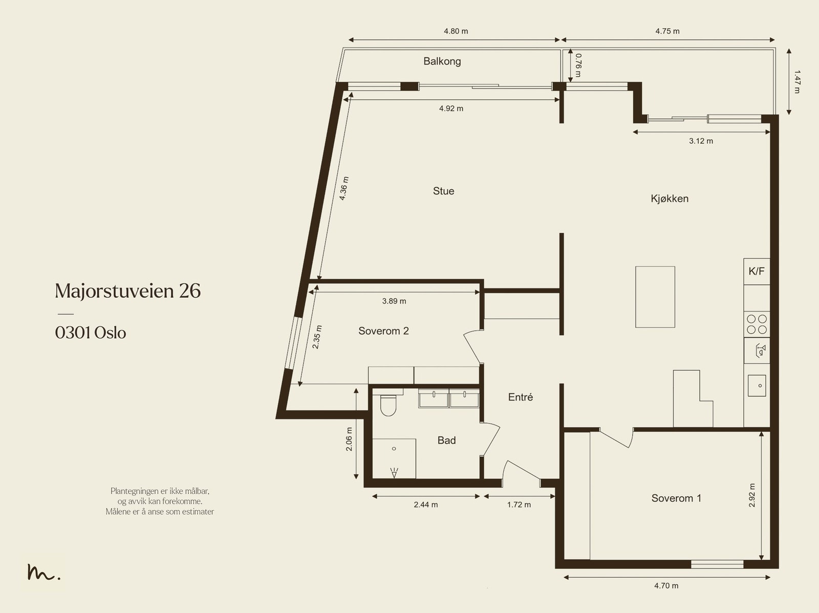 Beliggende i 2. etasje (heis) med trappefri adkomst. Galleribilde
