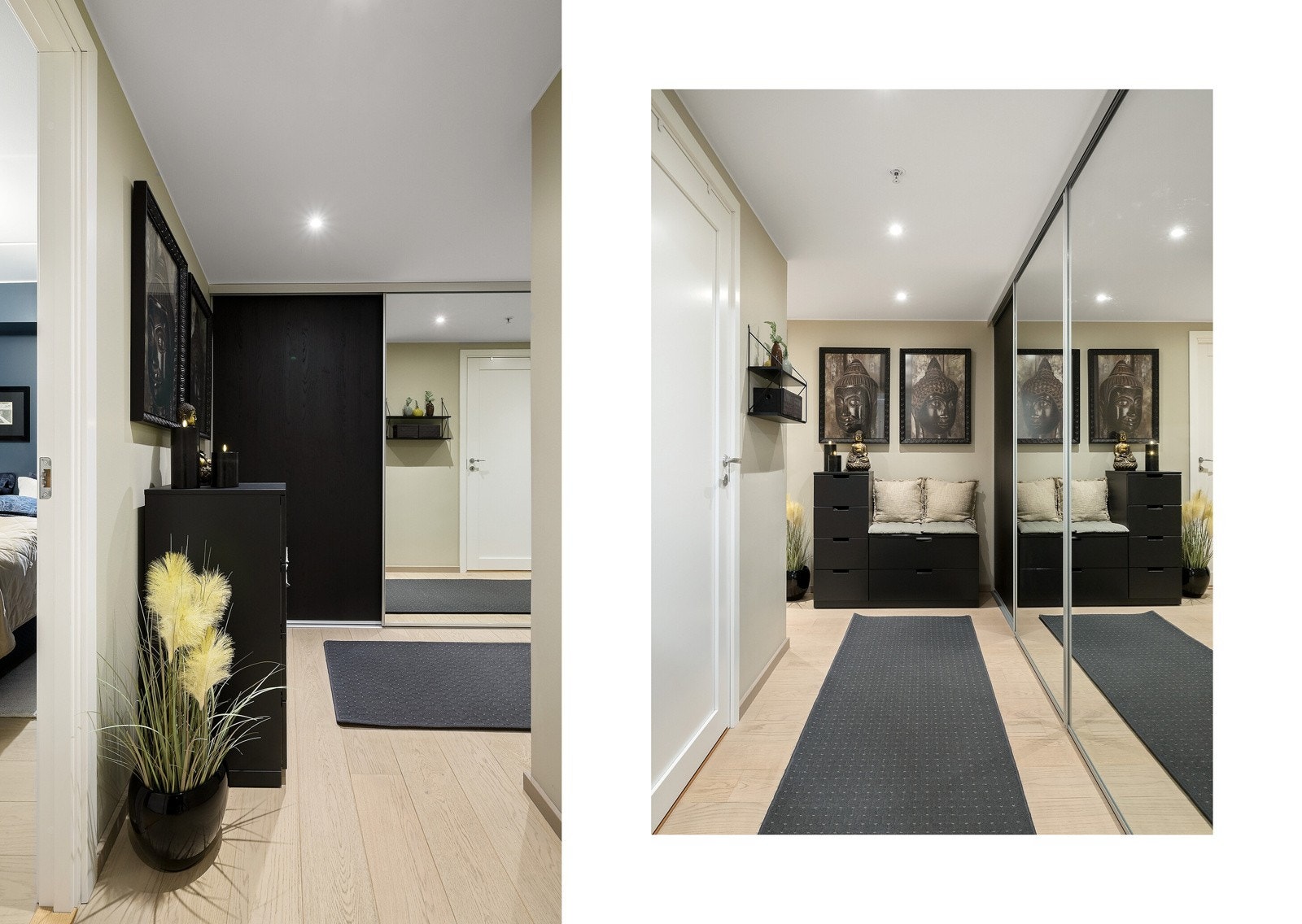 Stor skyvedørsgarderobe i entreen. Galleribilde