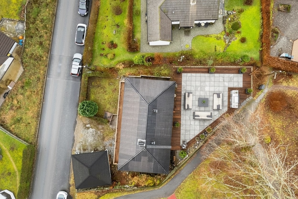 Illustrasjon på hvordan man kan utnytte tomt i bakkant av boligen. Galleribilde