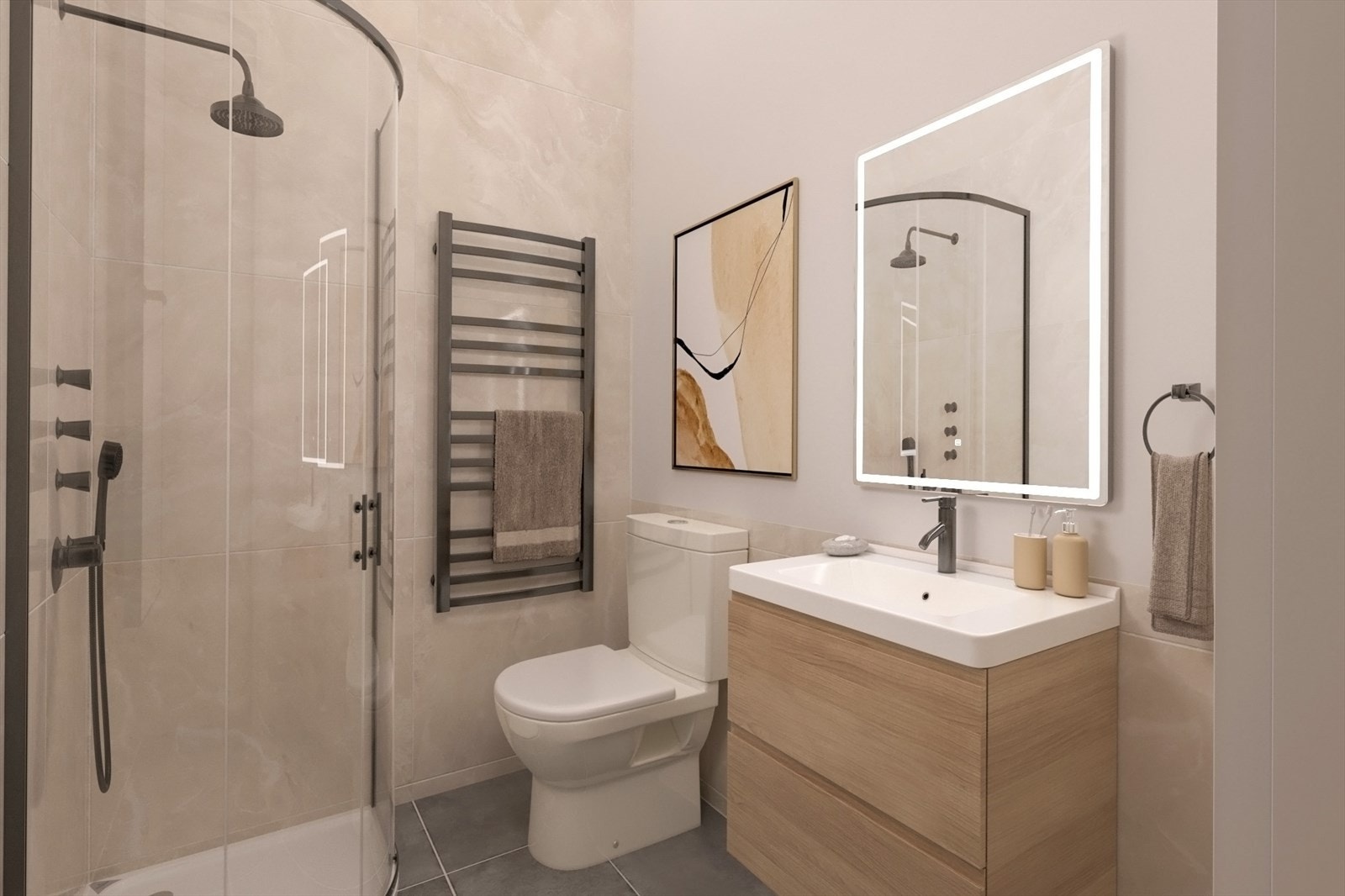 Illustrasjon av oppusset bad. Galleribilde