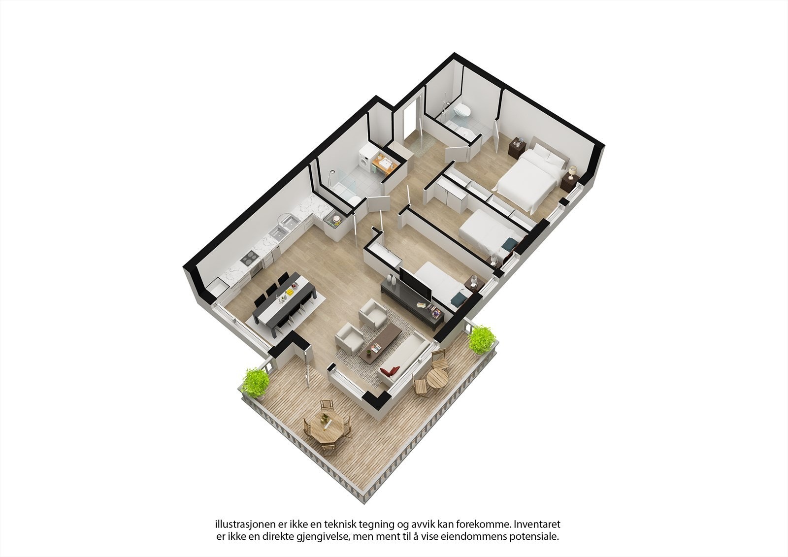 Se nyttige lenker/ikon 360-grader av bolig og solmodell. Boligen er digitalt stylet. Galleribilde