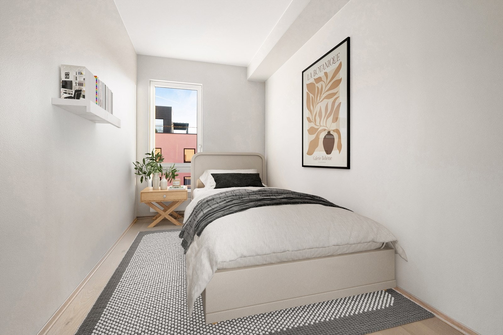 Sov 3: Plass til seng, nattbord og garderobe. Galleribilde