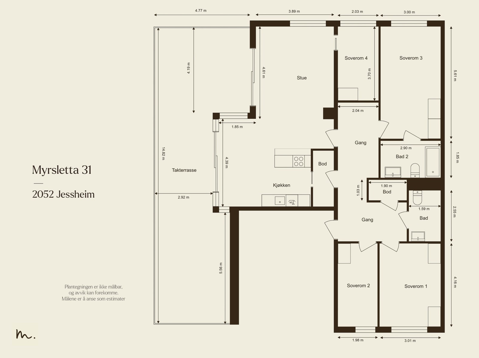 Stor 4-roms leilighet beliggende i 5. etasje (heis) med praktisk planløsning. Galleribilde
