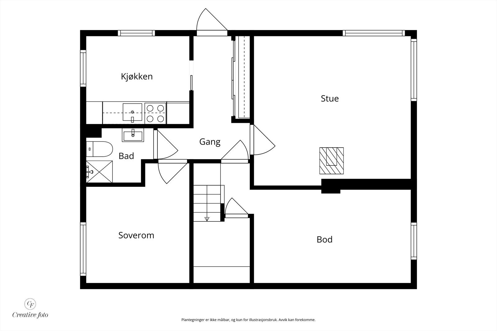 Plantegning 1. etasje Galleribilde