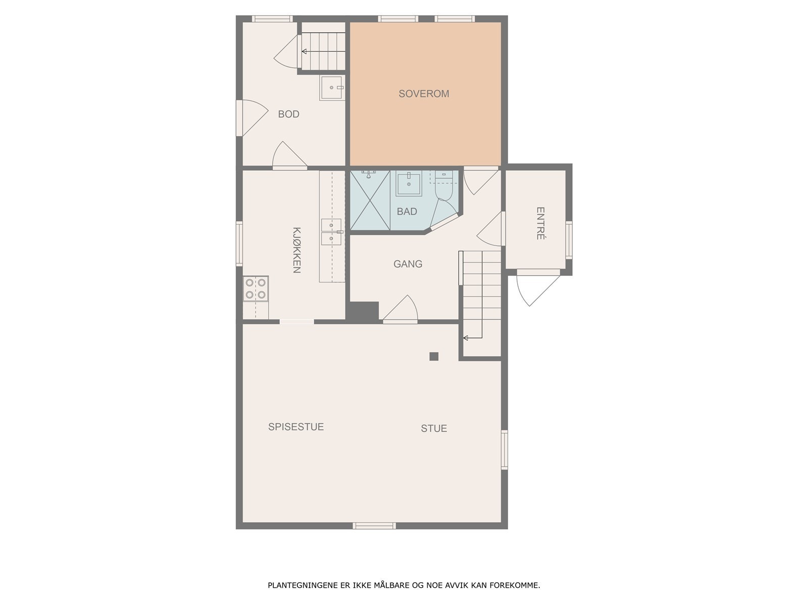 Plantegning hovedetasje. Galleribilde