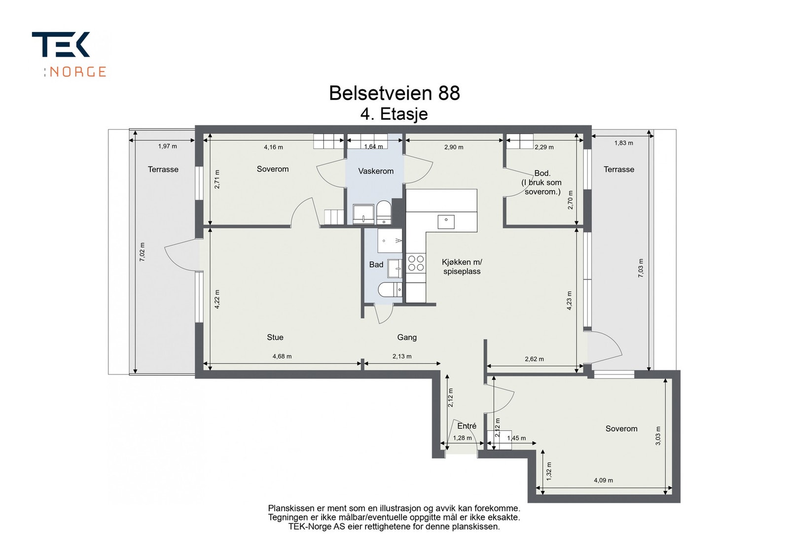 Plantegning, Belsetveien 88, 4. etasje Galleribilde