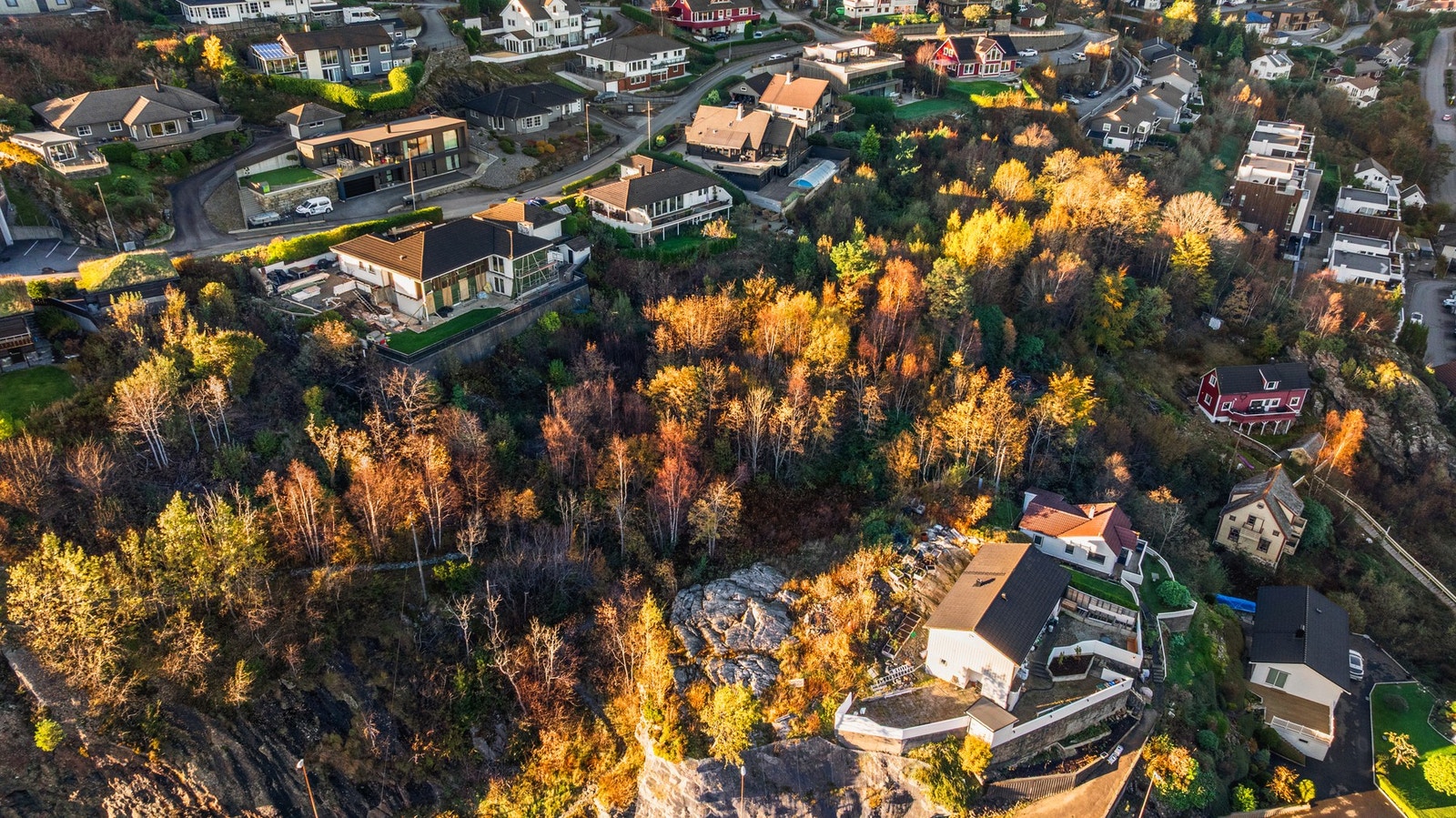 Tomtene ligger i skrånet terreng. Galleribilde