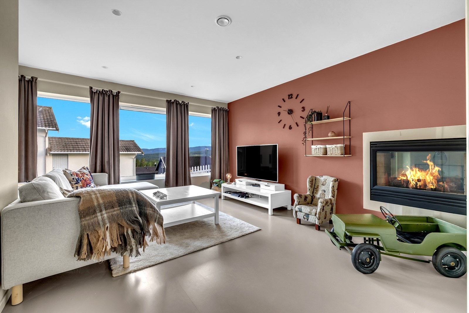 Her finner vi en hyggelig TV-stue. Et perfekt sted å trekke seg tilbake når man ønsker det Galleribilde