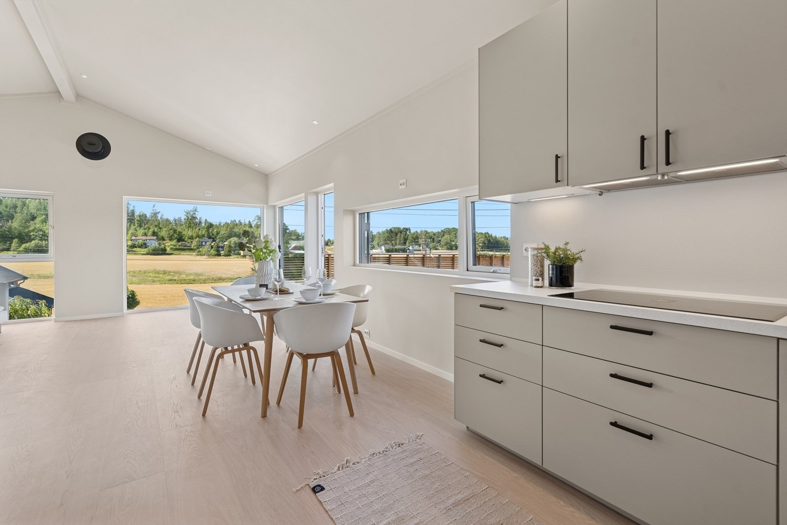 Kjøkken ligger som åpen løsning mot stuen og har direkte utgang til den store terrassen. Galleribilde