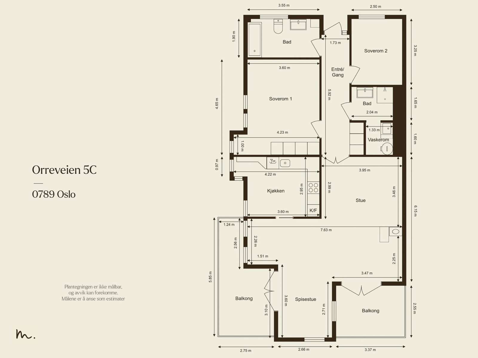 Leilighet beliggende i 2. etasje med to bad og praktisk planløsning som skaper en lun atmosfære. Galleribilde
