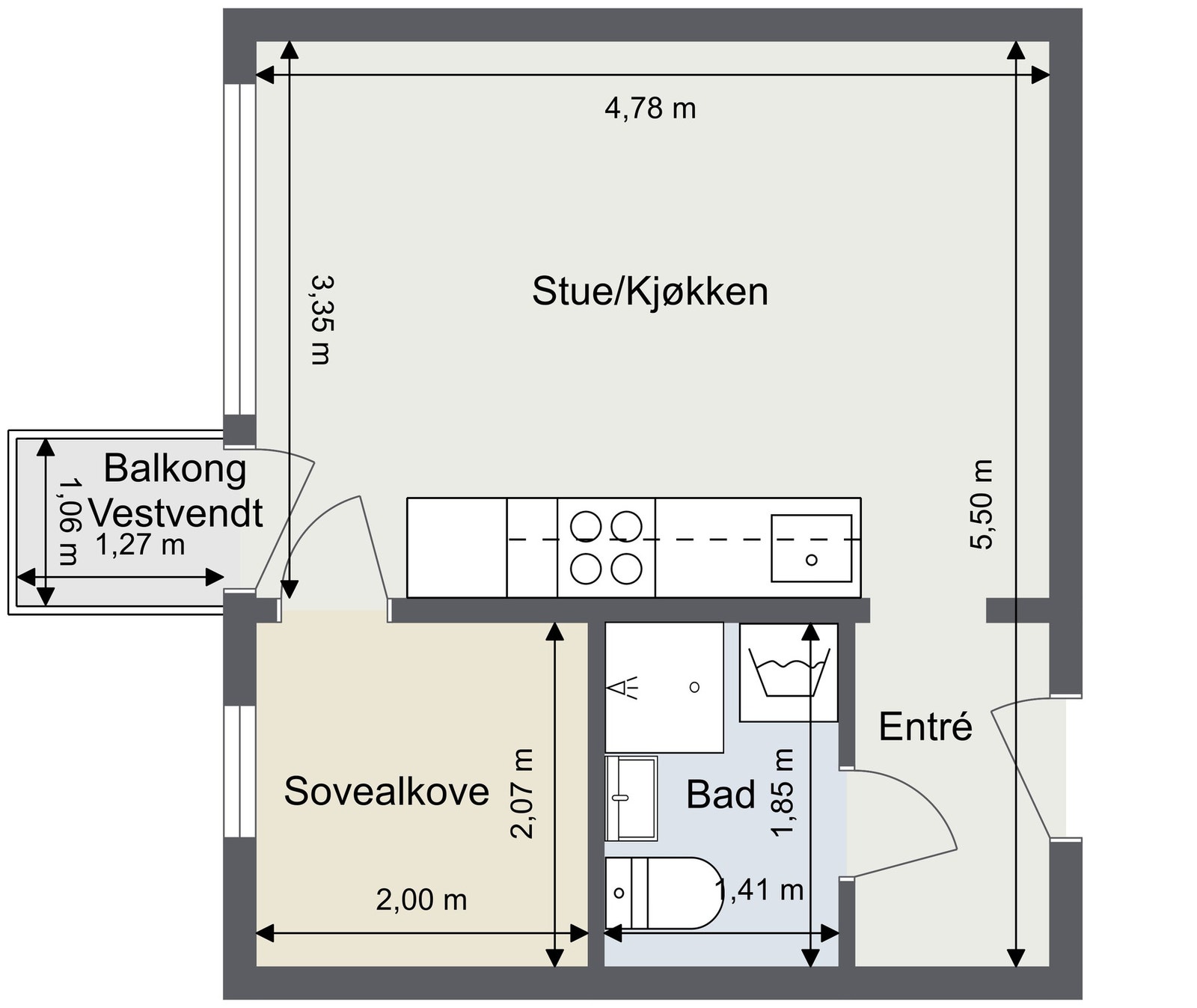 Plantegning. Skissen er ikke målbar og kun ment som illustrasjon. Galleribilde