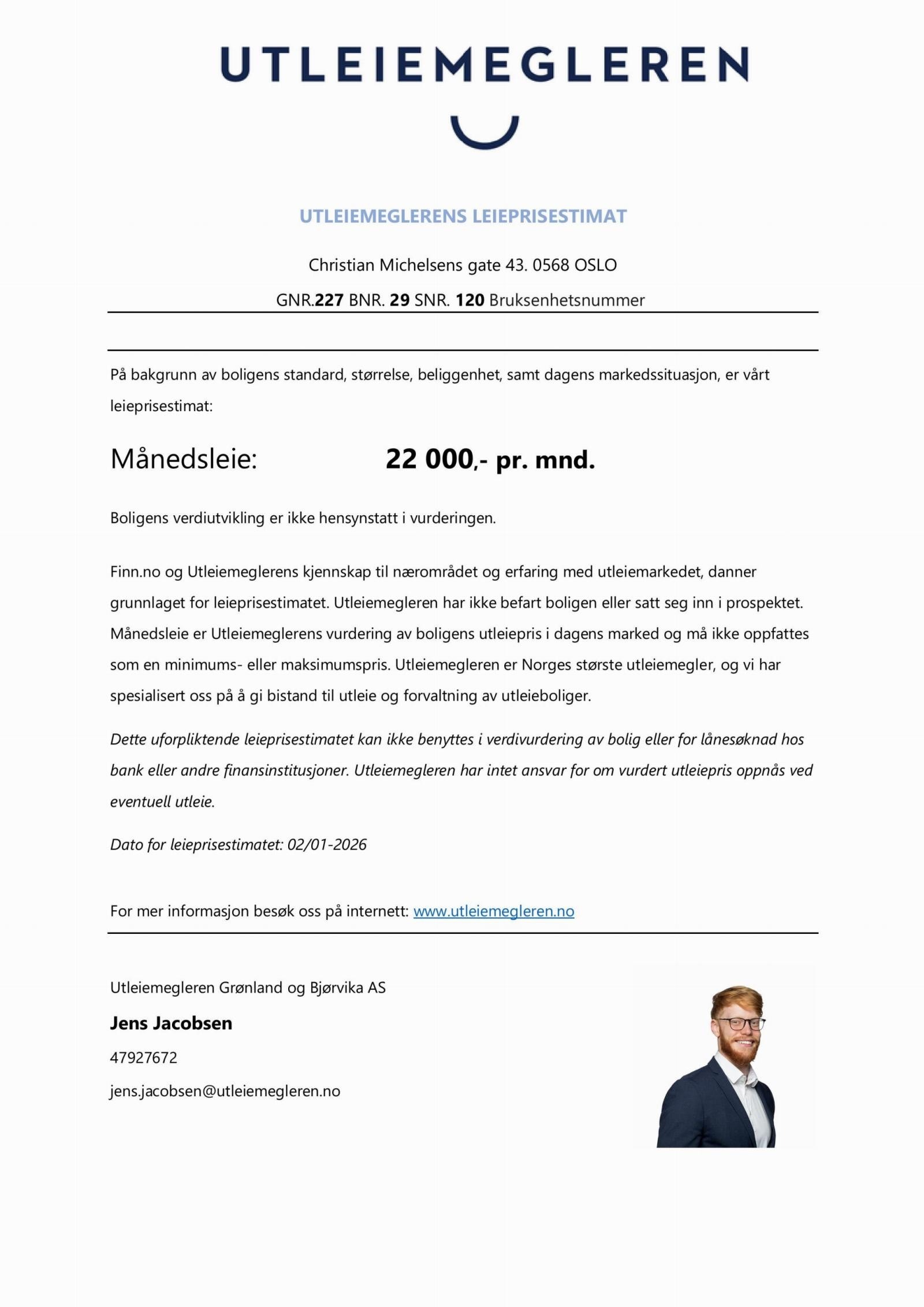 Utleieestimat fra Utleiemegleren. Galleribilde