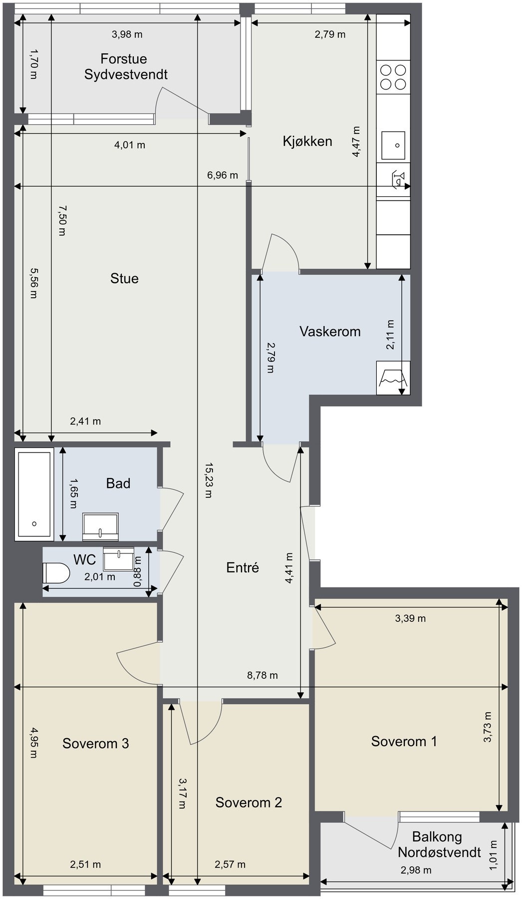Plantegning - Leiligheten ligger i 3. etasje. Galleribilde