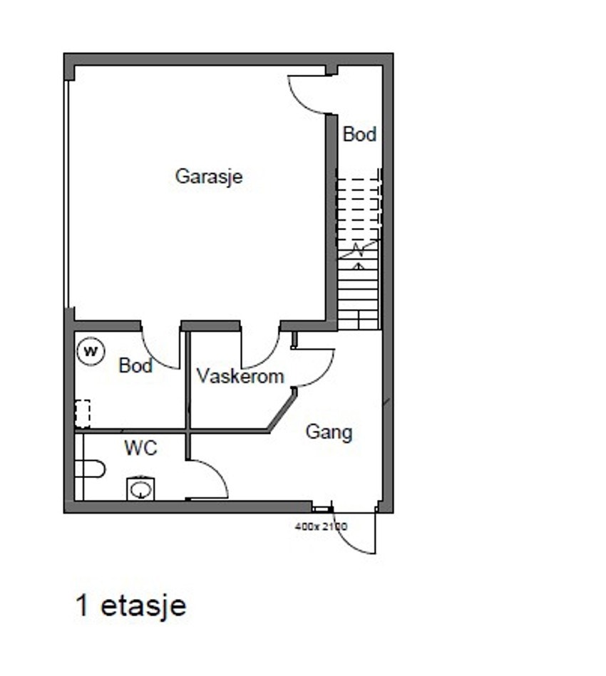 Underetasje med entré og garasje Galleribilde