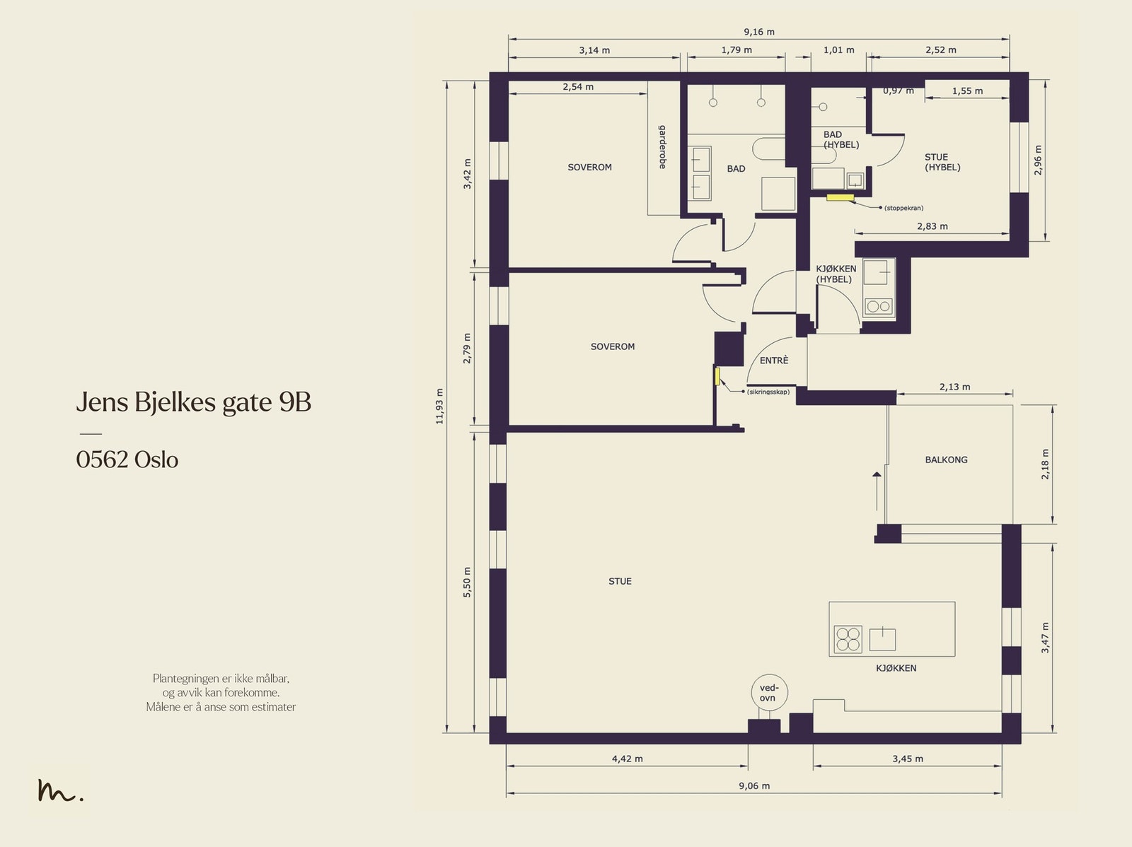 Loftsleiligheten har et totalt gulvareal på hele 93 kvm. Galleribilde