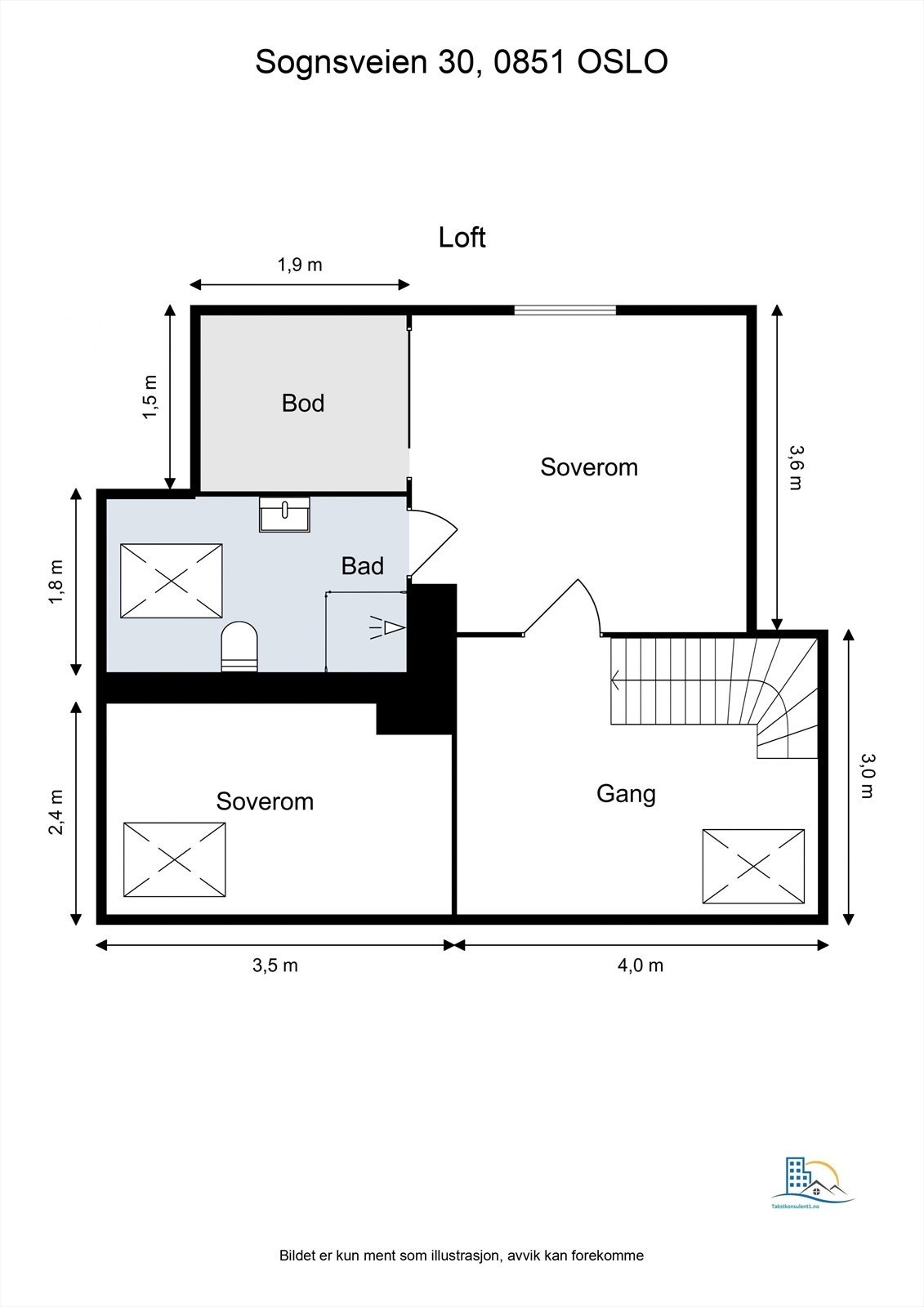 Plantegning loftsetasje. Galleribilde