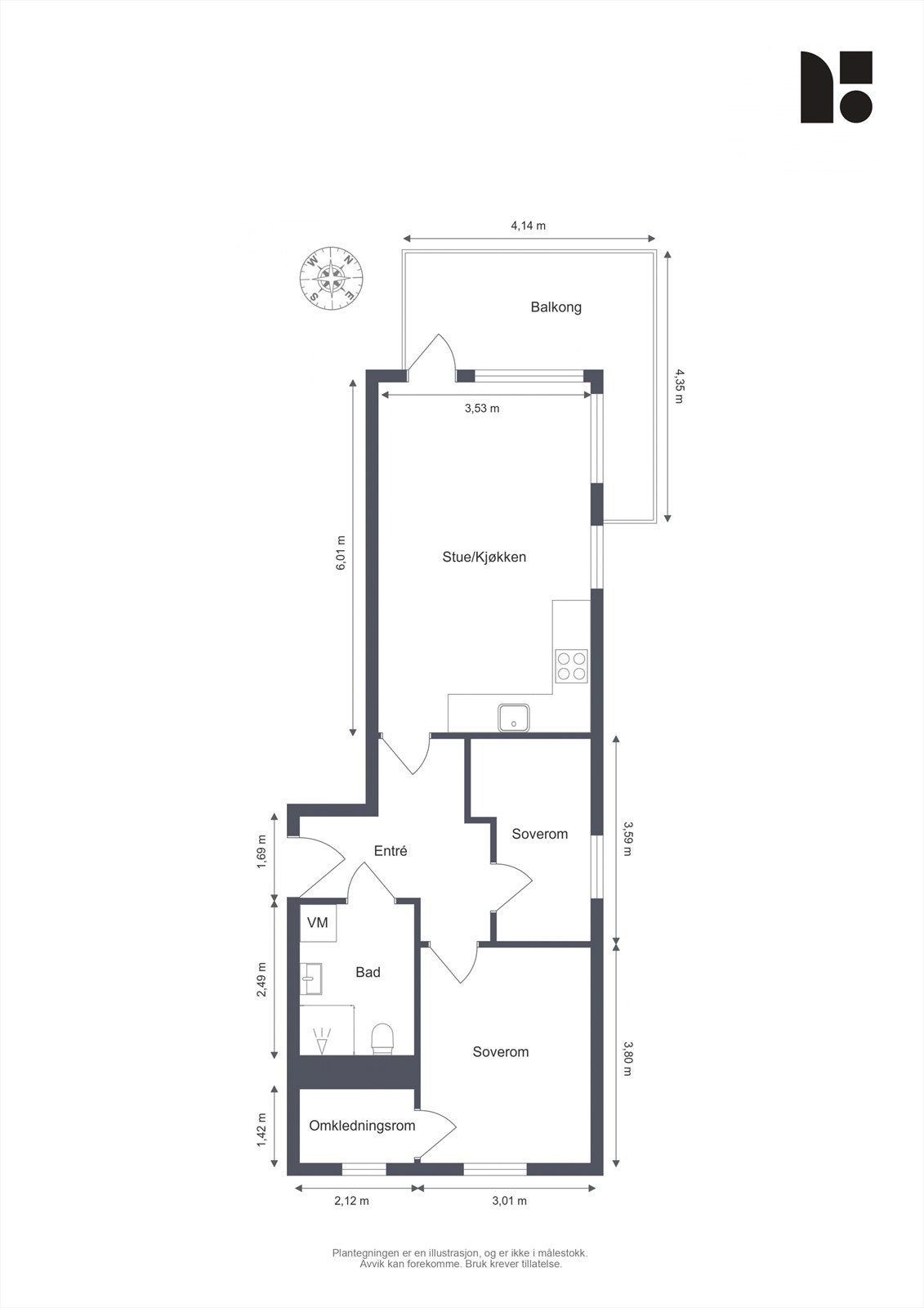 Plantegning med mål! Galleribilde