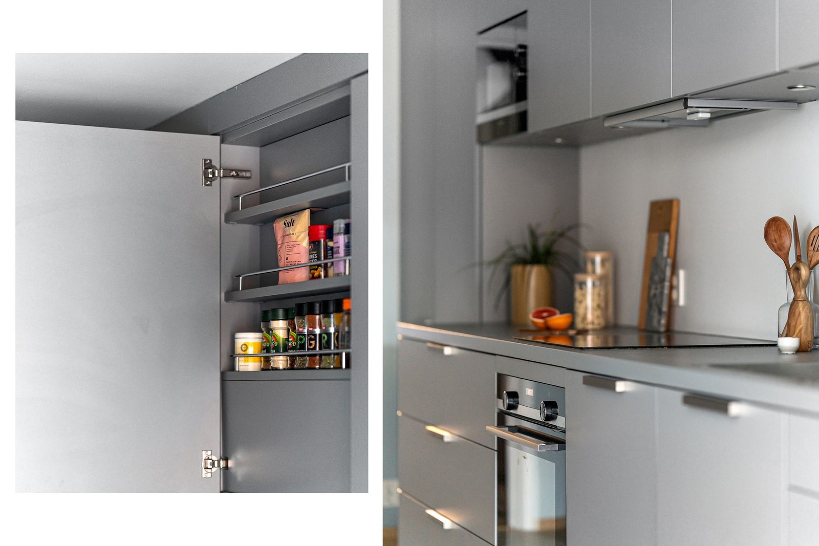 Godt med lagringsplass i høyskap og andre smarte oppbevaringsløsninger i innredningen Galleribilde