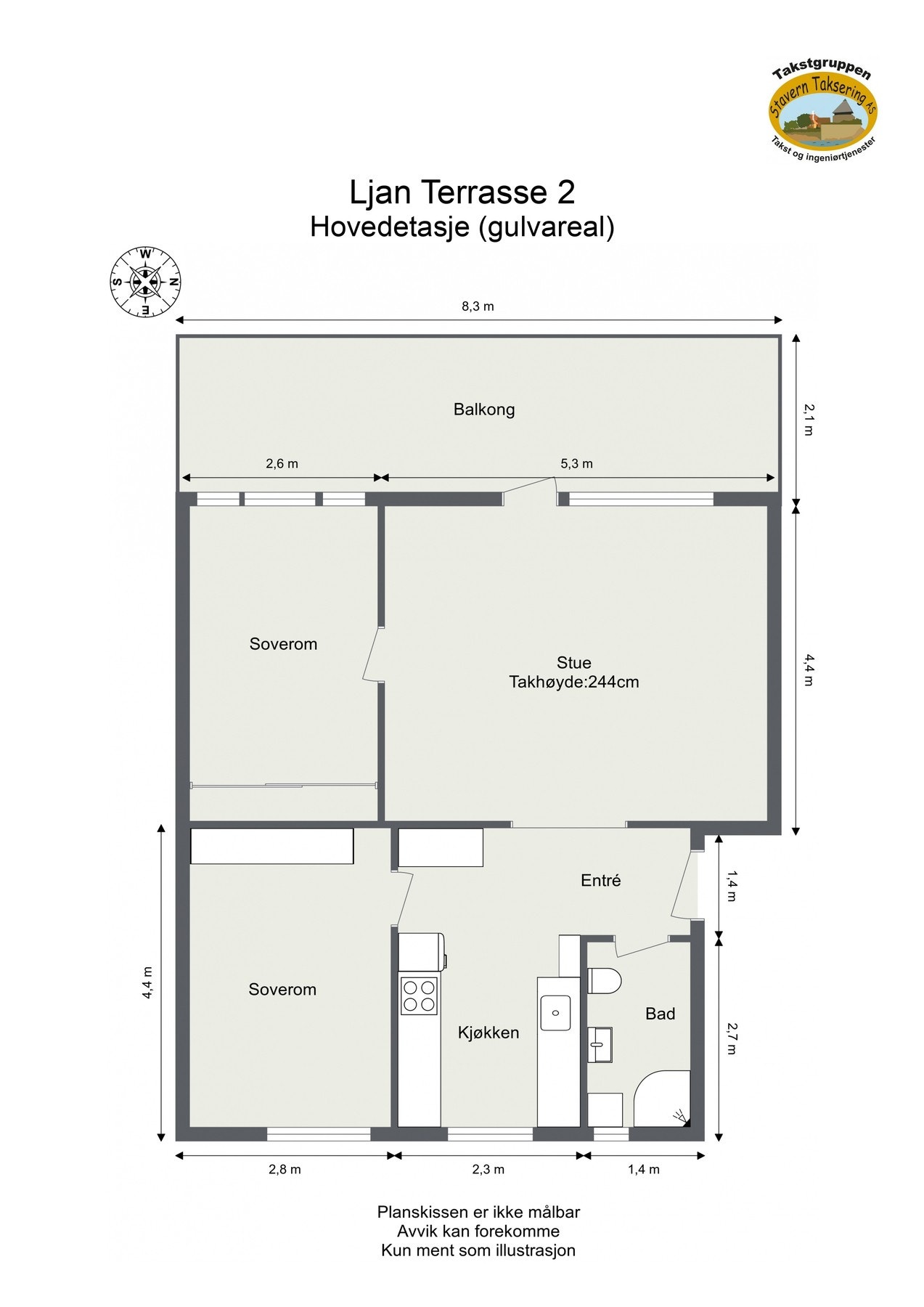 Oppmålt planløsning Galleribilde