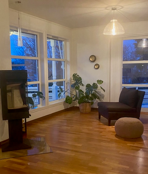 Vedovn i stuen sikrer et komfortabelt inneklima året rundt - Bilde tatt nylig av selger. Galleribilde