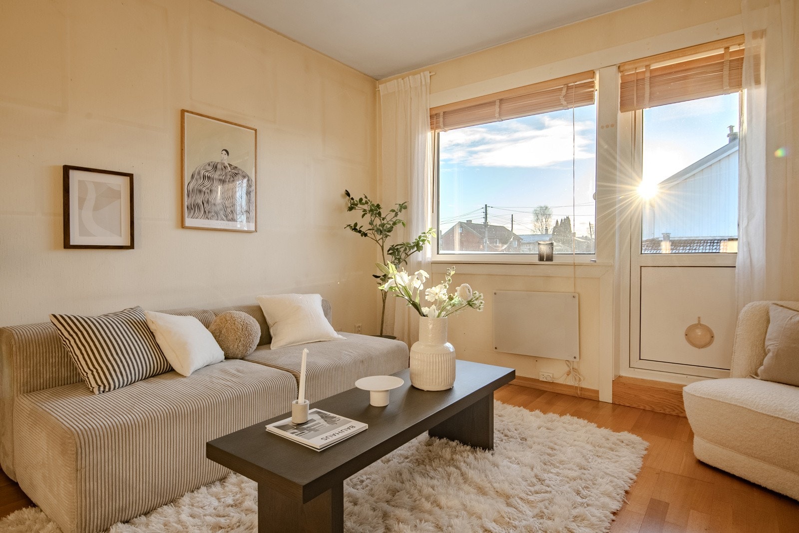 Fra stuen er det utgang til balkongen. Galleribilde