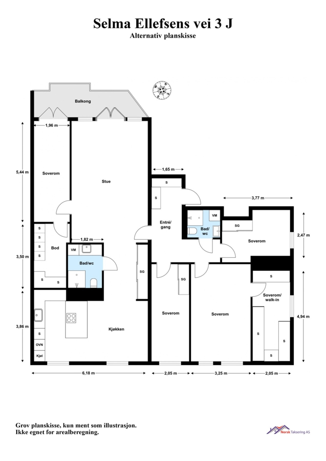 Alternativ planskisse med fem soverom (opprinnelig løsning) Galleribilde